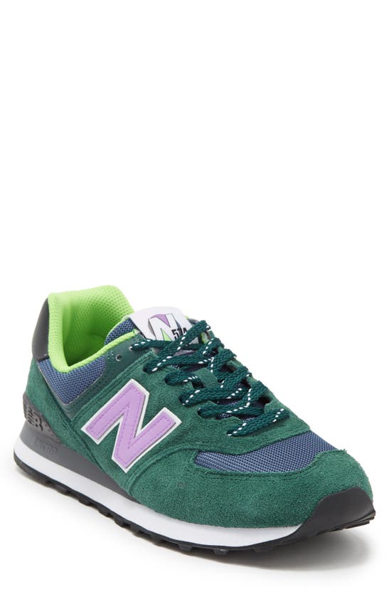 New Balance 574 Sneaker In Abundant Green/ Purple