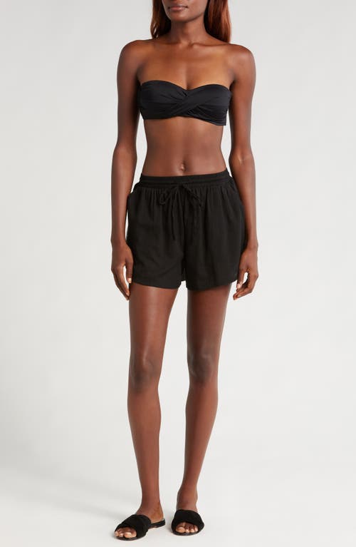 Elan Cotton Cover-Up Shorts in Black 