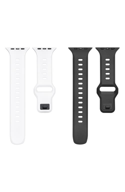 Assorted 2-Pack Silicone Apple Watch Watchbands in Black/white