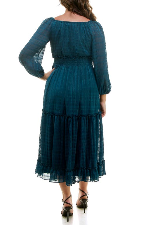 Taylor Dresses Long Sleeve Chiffon Maxi Dress In Prussian Navy