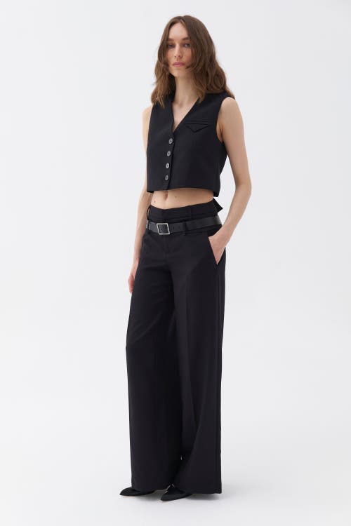 Shop Nocturne Double-breasted Vest In Black