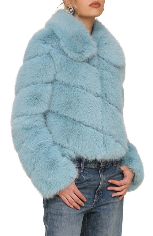 Shop Avec Les Filles Faux Fur Crop Jacket In Seafoam