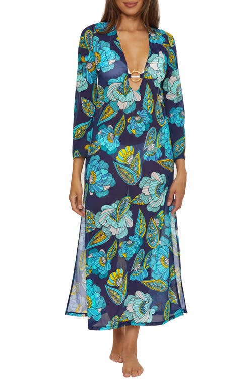 Shop Trina Turk Pirouette Mesh Cover-up Dress In Blue/green Multi