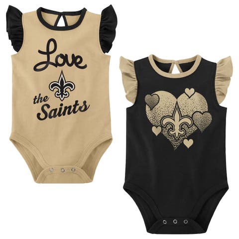 Girls Newborn & Infant Black/Gold New Orleans Saints Spread the Love 2-Pack Bodysuit Set