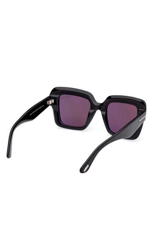 Shop Tom Ford Esme 50mm Square Sunglasses In Shiny Black/smoke