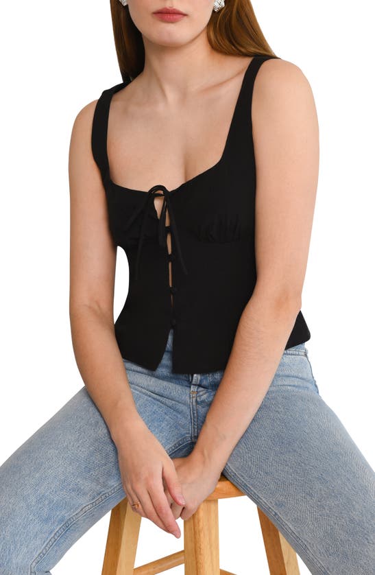 Shop Wayf Isola Cotton Knit Top In Black
