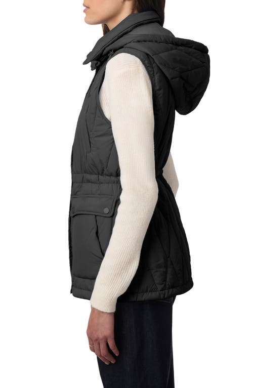 Shop Bernardo Quilted Hooded Recycled Polyester Vest In Black