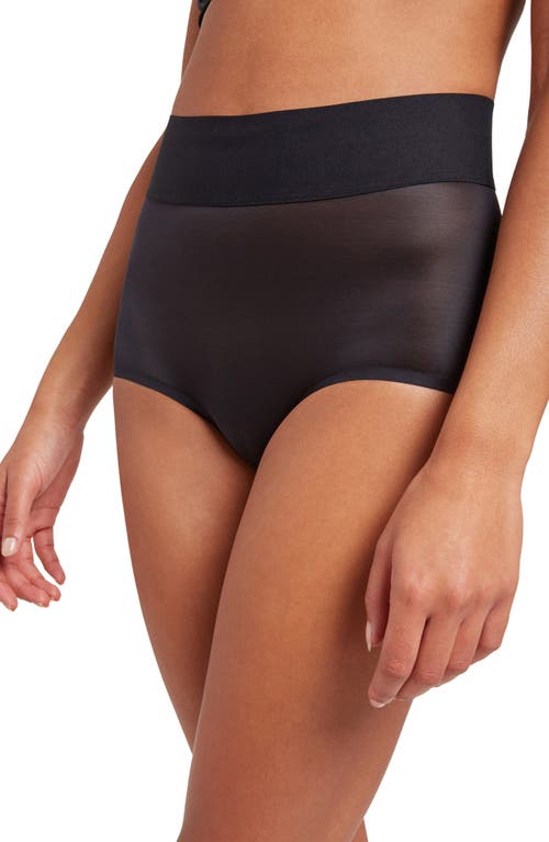 Shop Wolford Sheer Touch High Waist Control Panties In Black