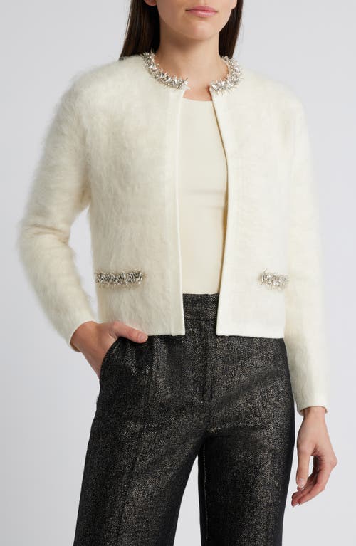 KOBI HALPERIN Madeline Embellished Alpaca Blend Cardigan in Ivory 