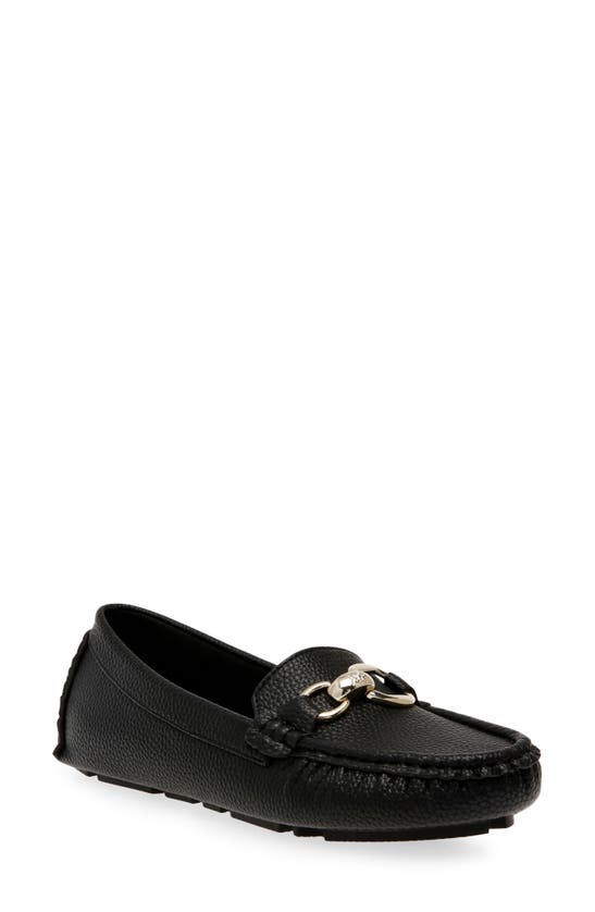 Anne Klein Snaffle Faux Leather Loafer In Black Tumbled/black