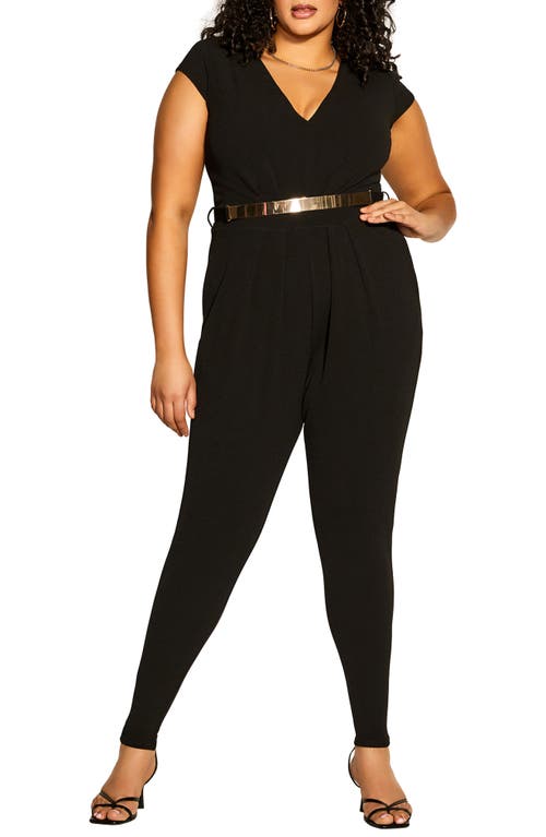 City Chic Evie Belted Jumpsuit in Black