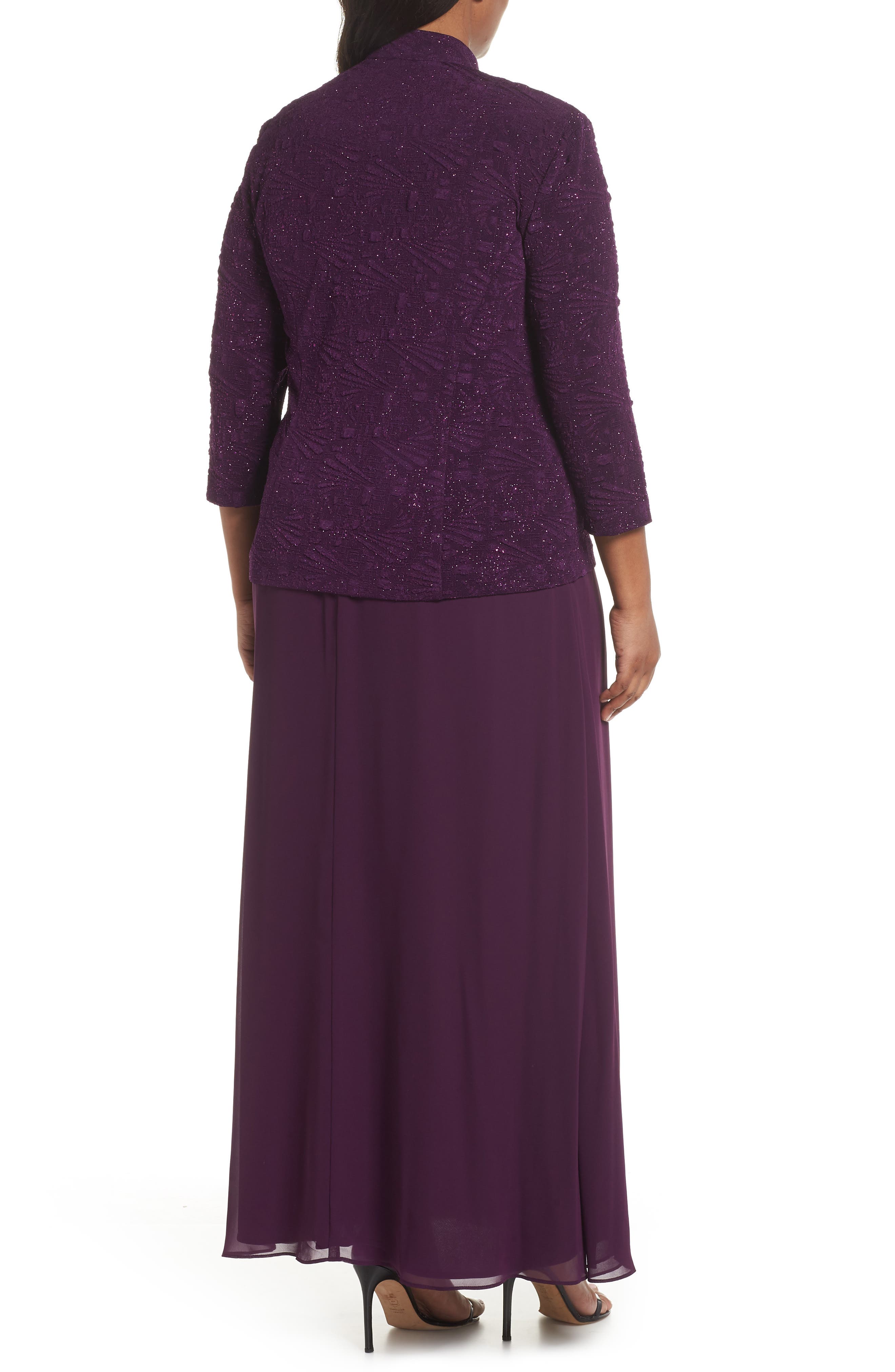 Alex Evenings Women's Mock Two Piece A Line Gown Purple Size 18W