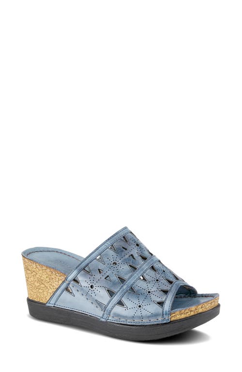 Spring Step Fusa Wedge Slide Sandal In Blue