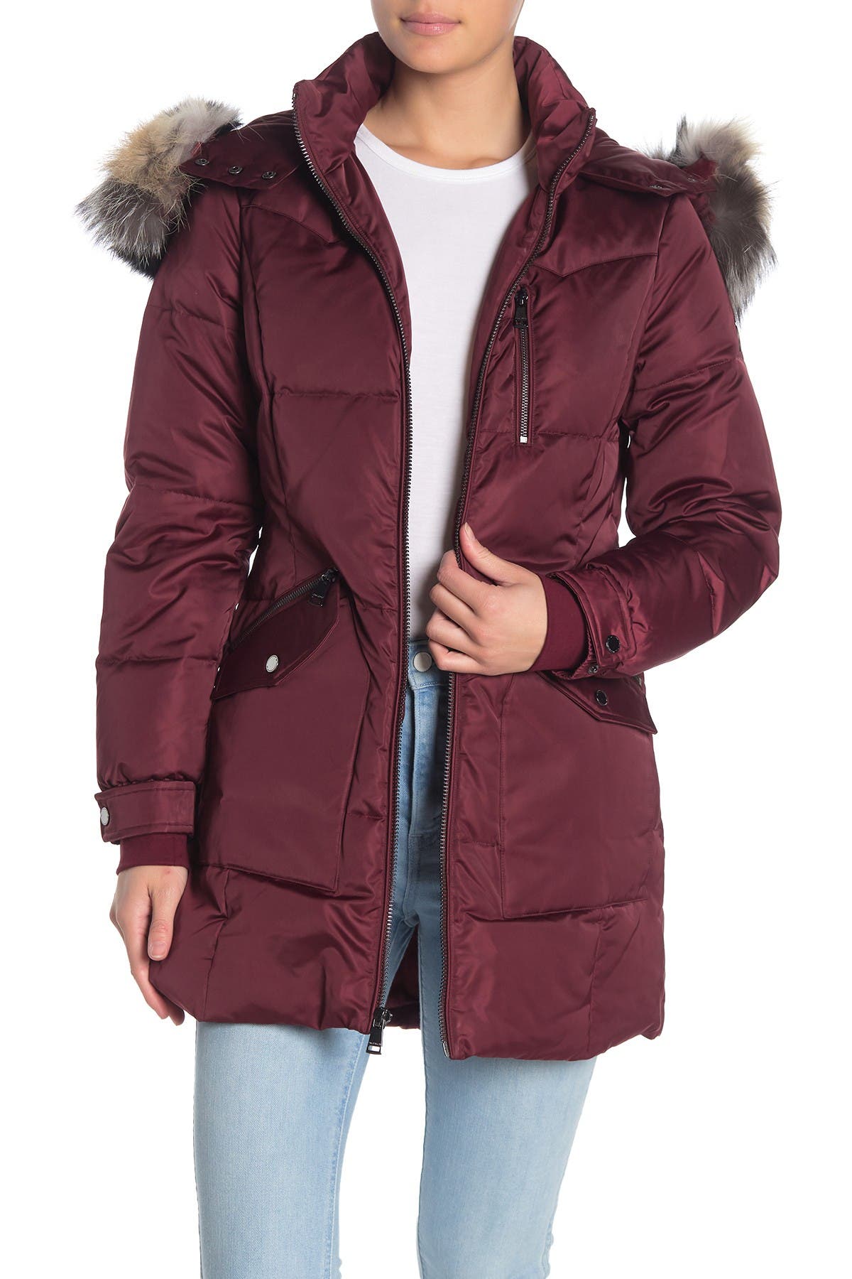 1 madison genuine fox fur trimmed parka