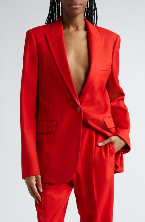 Shop Stella Mccartney Oversize Wool Gabardine Blazer In Lipstick Red