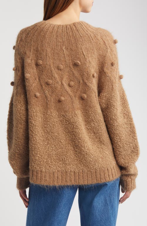Frame Popcorn Zip Cardigan In Mink