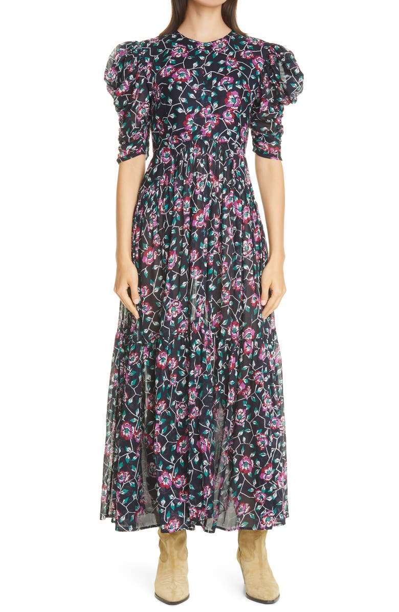 Isabel Marant Étoile Sichelle Floral Leg of Mutton Sleeve Midi Dress |  Nordstrom