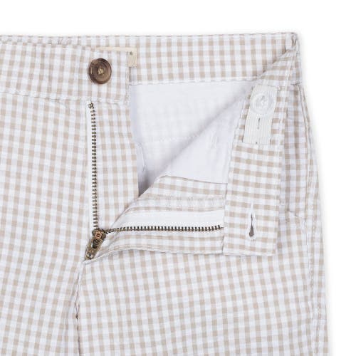 Hope & Henry Boys' Organic Seersucker Short, Kids In Taupe Gingham Seersucker