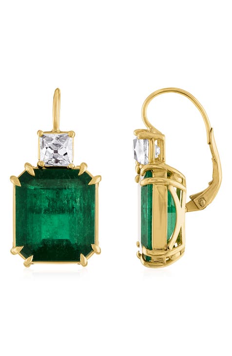Sheri Emerald & Diamond Drop Earrings