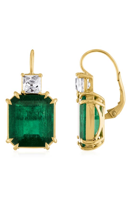 Shop Mindi Mond Sheri Colombian Emerald & Diamond Drop Earrings In Gold/ Diamond/ Emerald