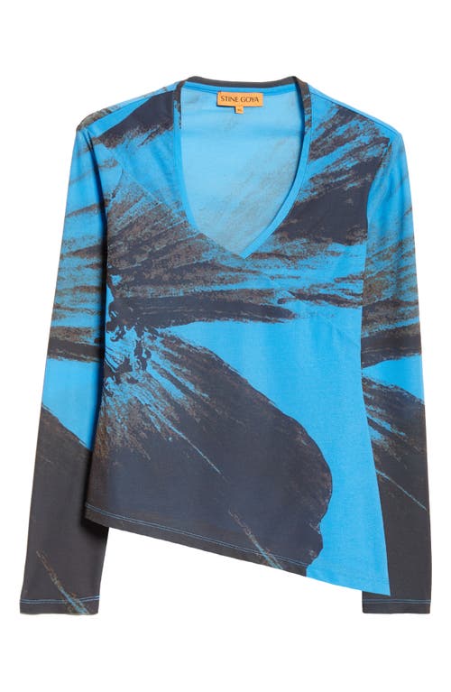 Shop Stine Goya Florian Brushstroke Print Asymmetric Knit Top In Brown Brush Stroke Poppy