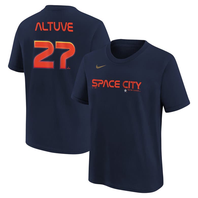 Shop Nike Youth  Jose Altuve Navy Houston Astros Fuse City Connect Name & Number T-shirt