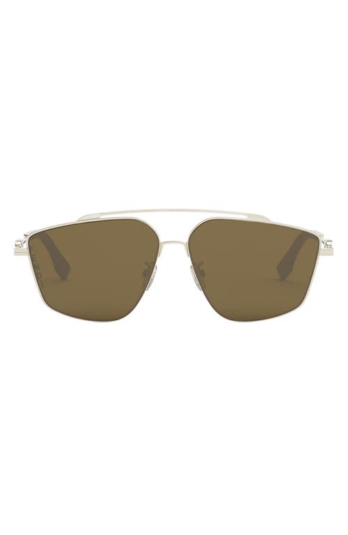 'Fendi O'Lock 58mm Geometric Sunglasses in Gold /Brown at Nordstrom