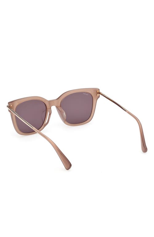 Shop Max Mara 53mm Square Sunglasses In Shiny Beige/brown