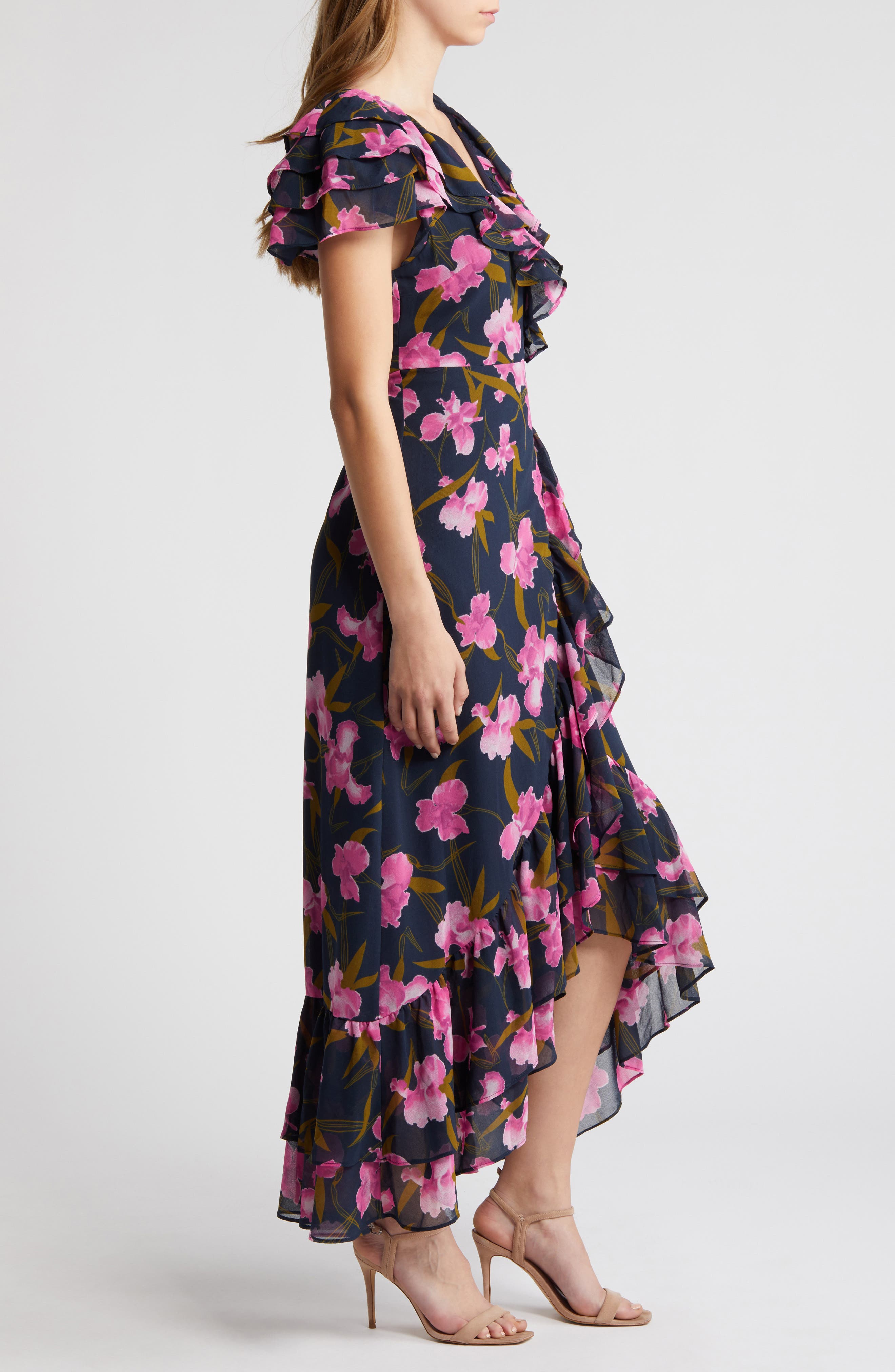chinese dress ladies Reina Tiered Mesh Floral Maxi Dress  VICI