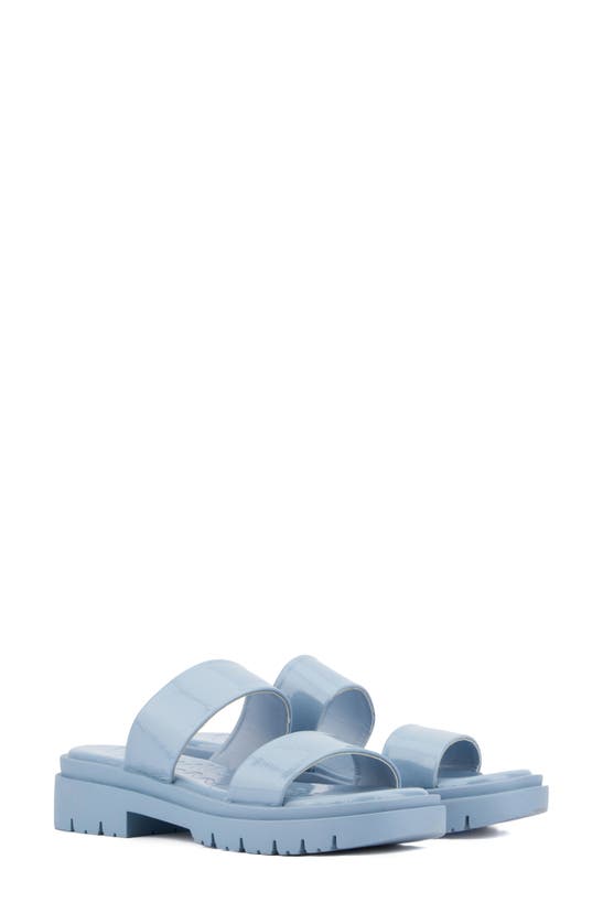 Shop Olivia Miller Tempting Platform Slide Sandal In Dusty Blue