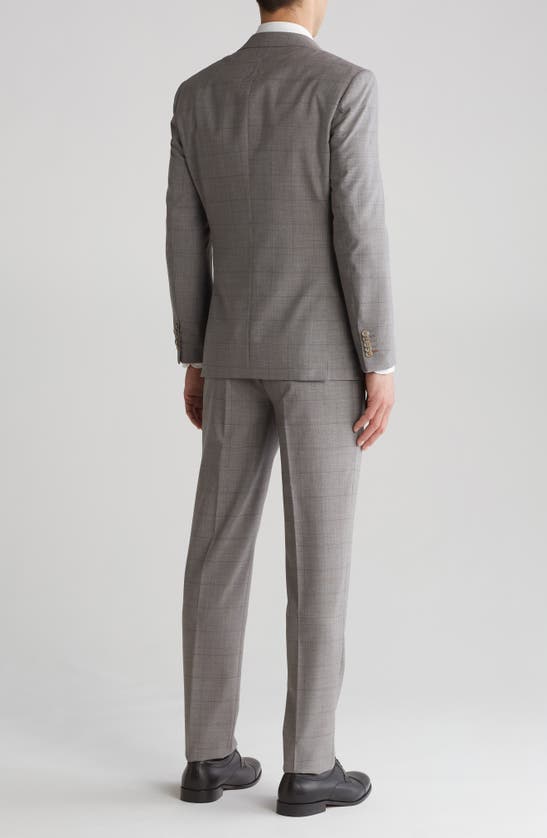 Shop English Laundry Plaid Trim Fit Wool Blend Two-piece Suit In Taupe