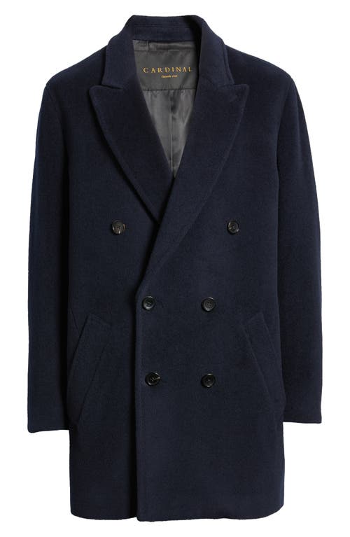 Shop Cardinal Of Canada Logan Double Breasted Wool Topcoat In Navy