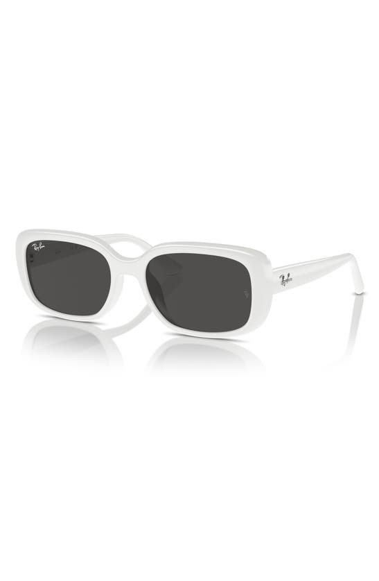 Ray Ban 56mm Pillow Rectangular Sunglasses In White