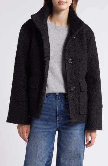 Sam Edelman Stand Collar Pressed Bouclé Jacket | Nordstrom