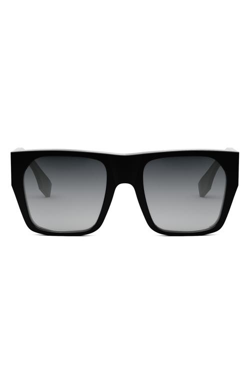 Fendi The  Baguette 54mm Square Sunglasses In Shiny Black/gradient Smoke