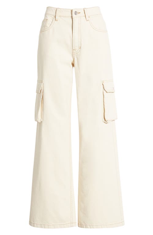 Shop Pacsun High Waist Wide Leg Cargo Pants In Bone White