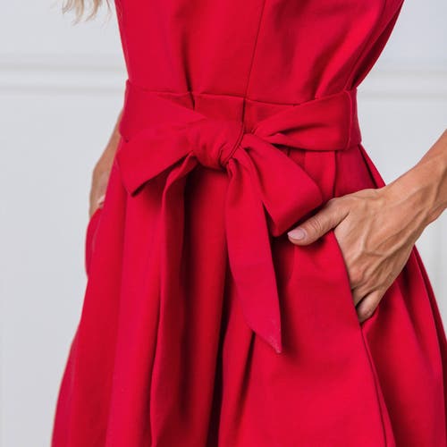 Hope & Henry Sleeveless Ponte Skater Dress In Red Ponte Skater