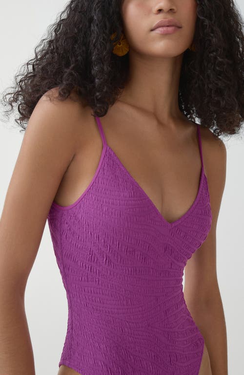 Shop Mango Samos Textured One-piece Swimsuit In Medium Purple
