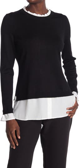 Ruffle Neck Twofer Sweater