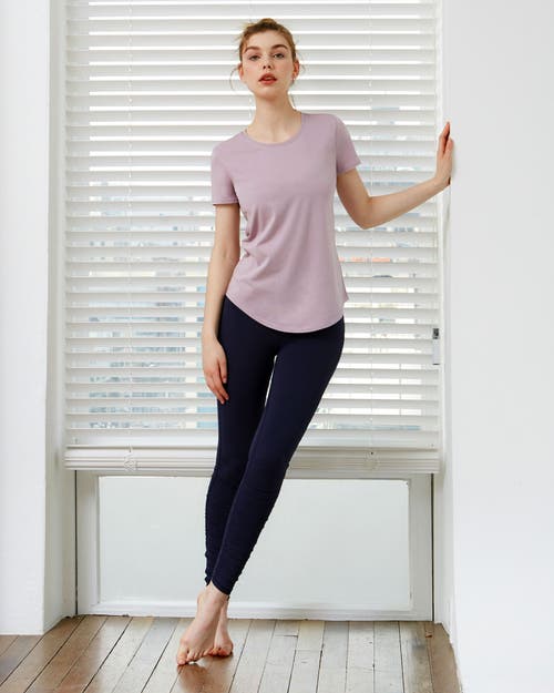 Rebody Active Rebody Essentials Scooped Short Sleeve Top In Stone Mauve