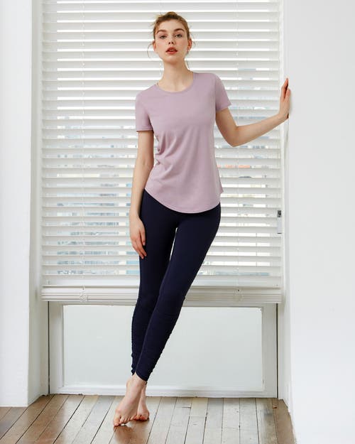 Shop Rebody Active Rebody Essentials Scooped Short Sleeve Top In Stone Mauve