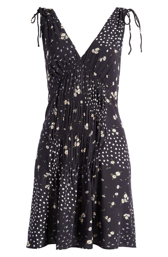 Shop Lucky Brand Floral Shirred Minidress In Black Multi