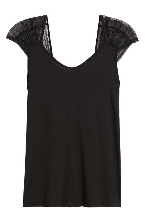 Loveappella Mesh Dot Top In Black