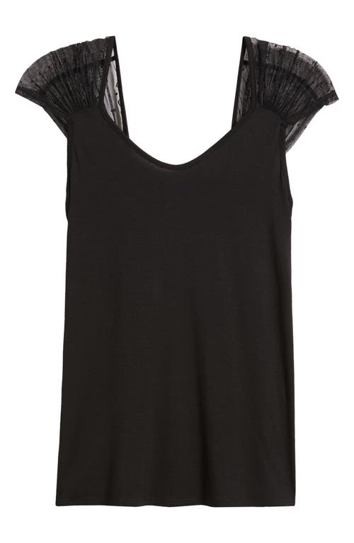 Shop Loveappella Mesh Dot Top In Black