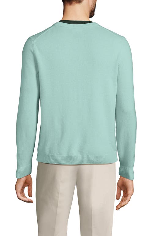 Shop Lands' End Fine Gauge Cashmere V-neck Sweater In Aqua Breeze