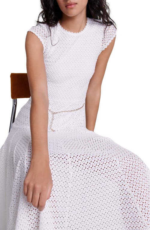 Shop Maje Crochet-knit Maxi Dress In White