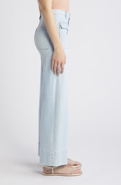 Shop Frame The '70s Patch Pocket Ankle Wide Leg Jeans In Clarity Clean