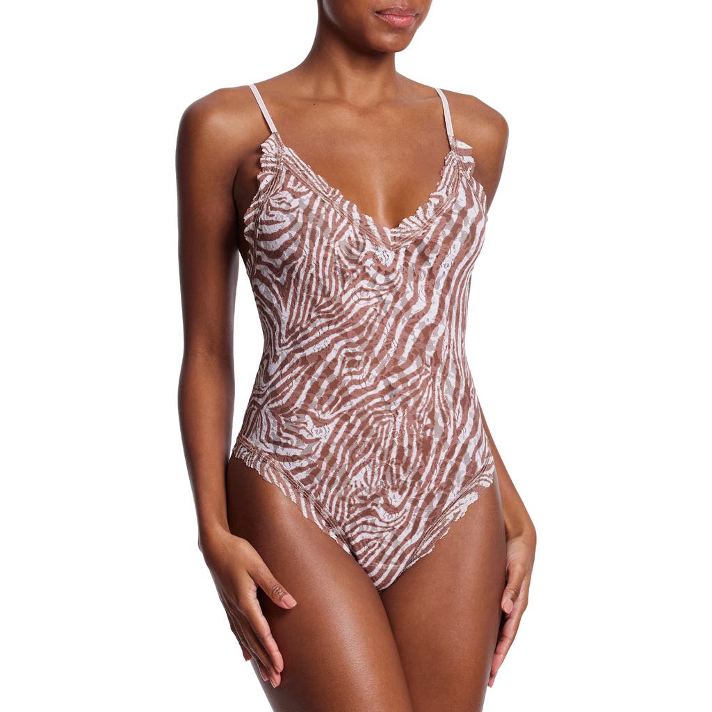 Hanky Panky Printed Signature Lace Thong Back Bodysuit In Hide And Seek