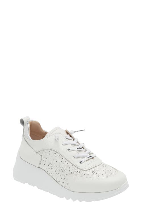 Platform Wedge Sneaker in White/Silver