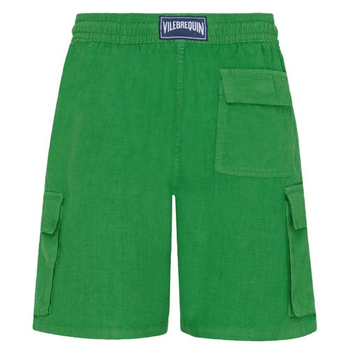 Vilebrequin Solid Linen Bermuda Short In Jungle